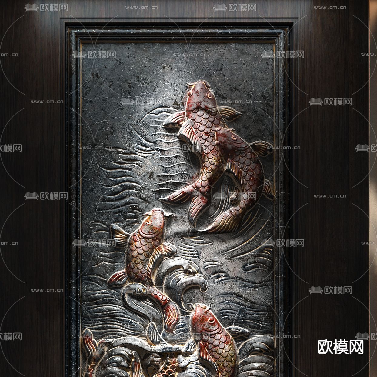 新中式玄关 浮雕玄关 玉石浮雕su模型下载（渲染图2）