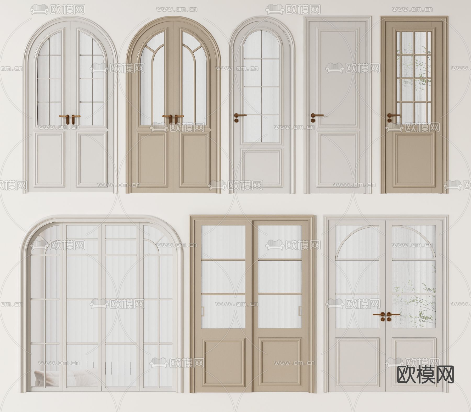 法式拱形门 双开门su模型下载（渲染图2）