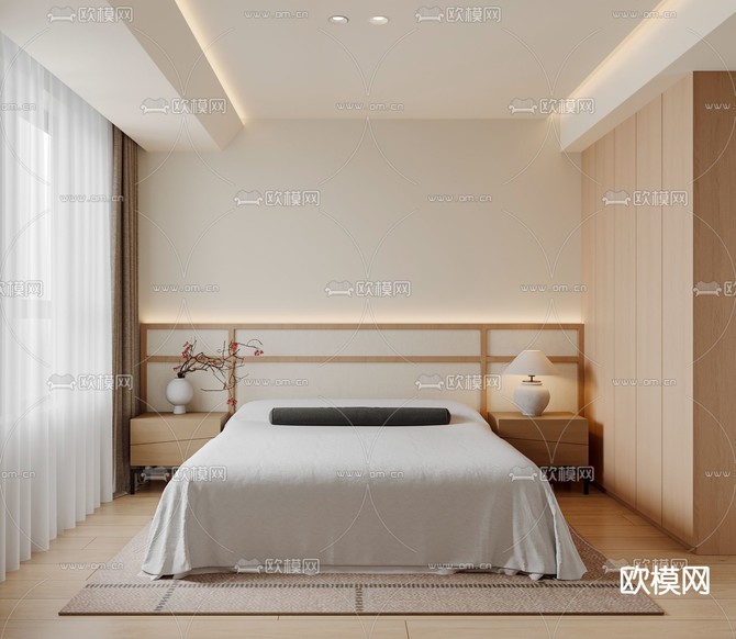 北欧卧室 主人房3d模型下载