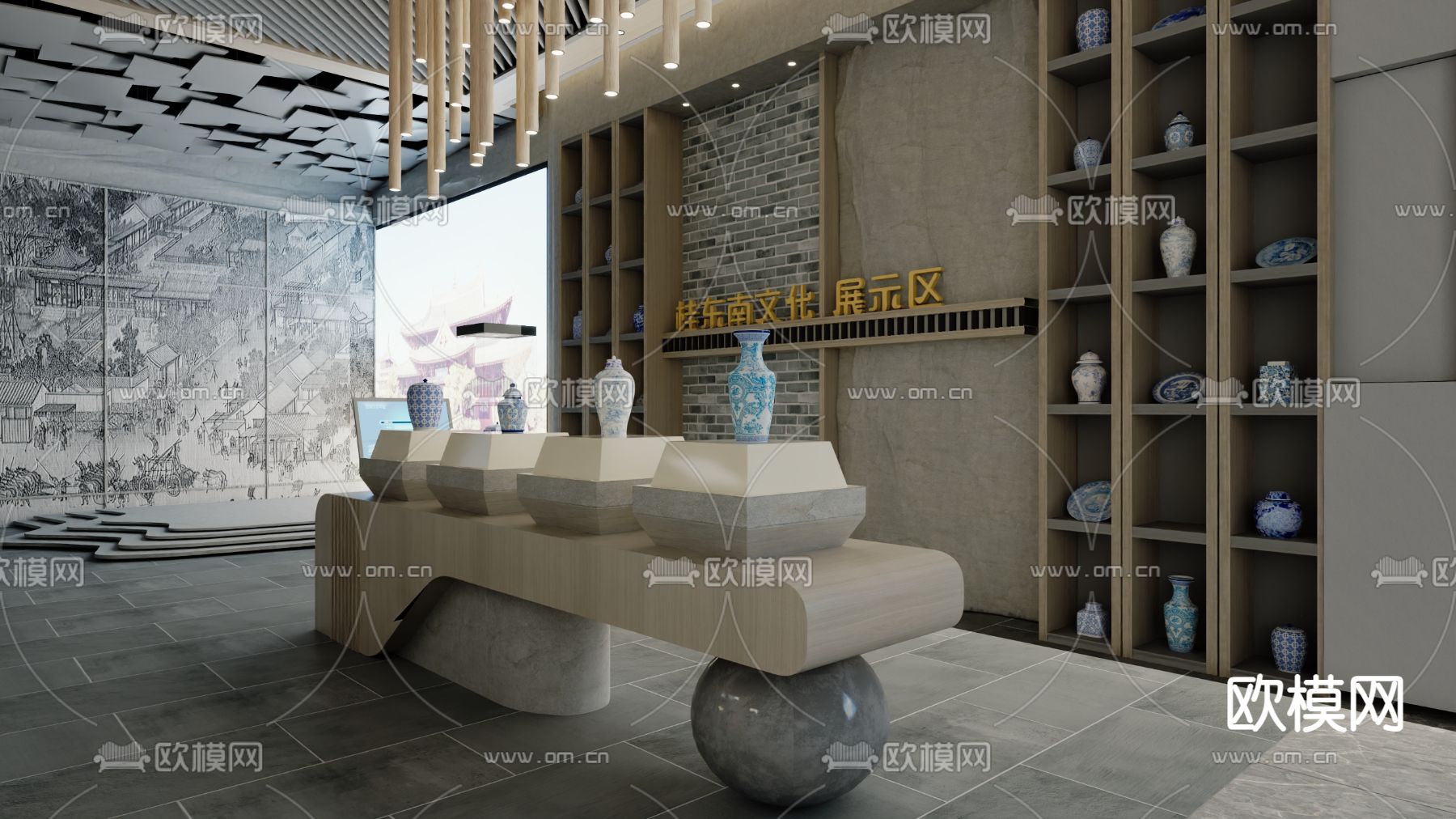 鼓文化展厅 文物馆3d模型下载（渲染图3）
