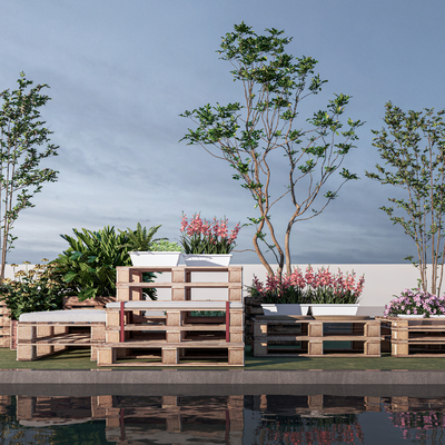  花箱外摆 花坛su模型 