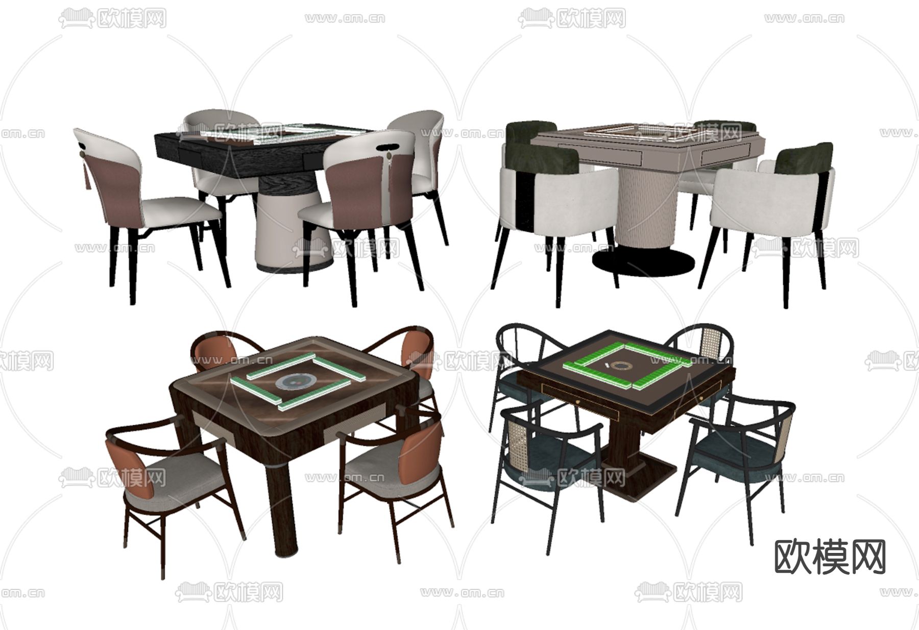 现代麻将桌 棋牌桌su模型下载（渲染图1）