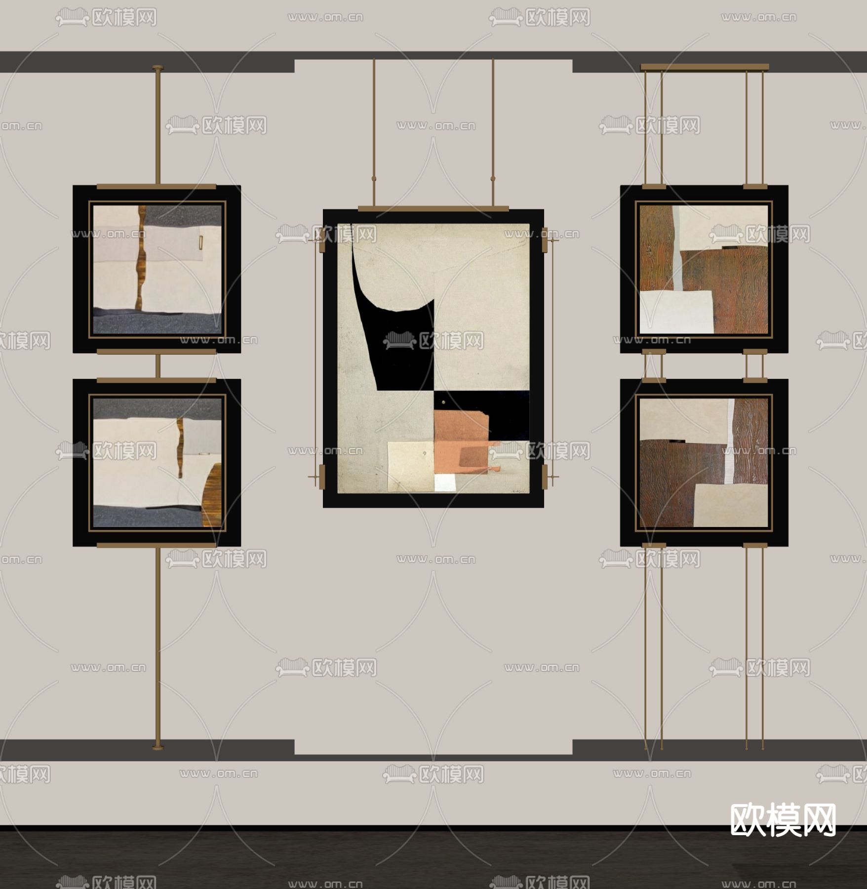 侘寂风装饰画 挂画su模型