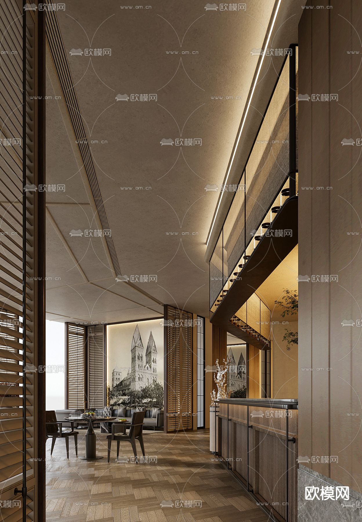 靳朝晖设计 售楼处洽谈区3d模型下载