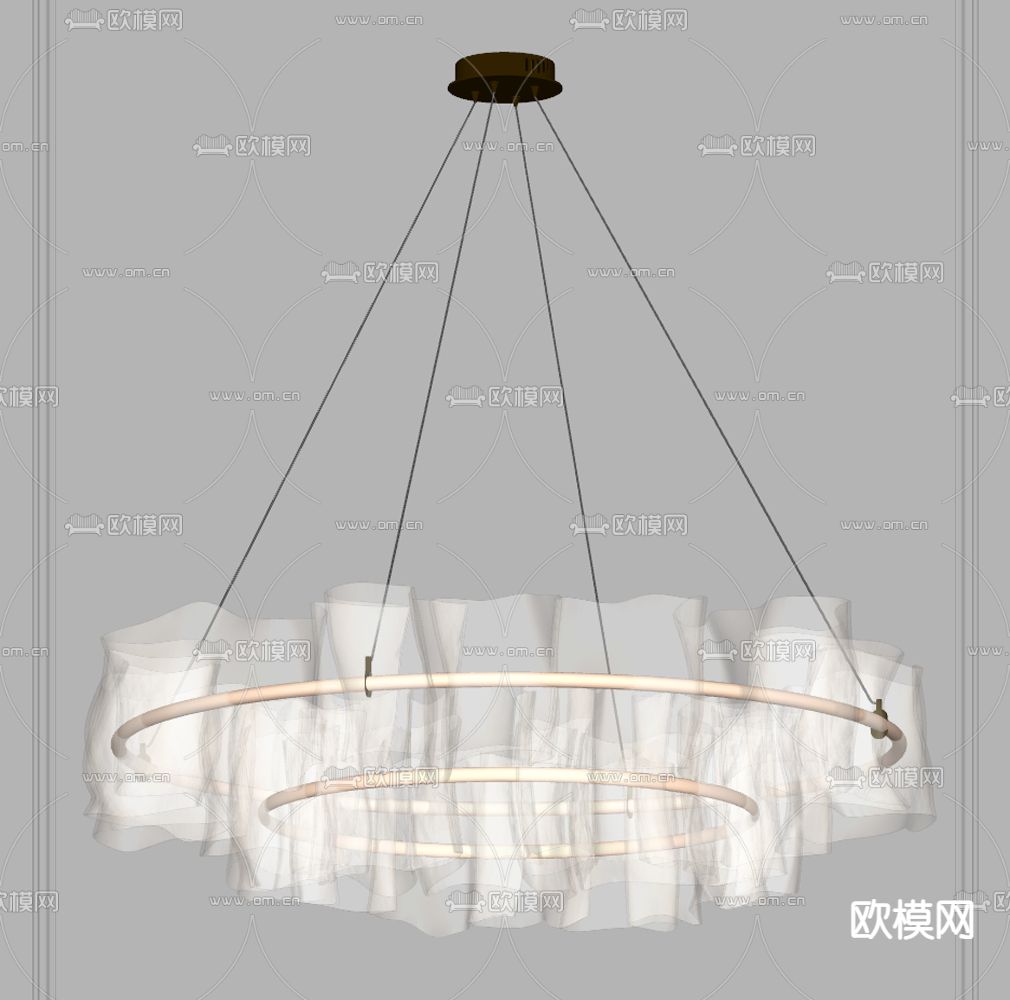 奶油风吊灯su模型下载（渲染图1）