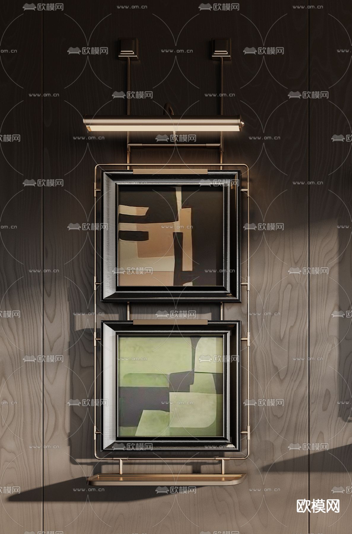 中古风装饰画 肌理画 抽象画 壁画灯su模型下载（渲染图3）