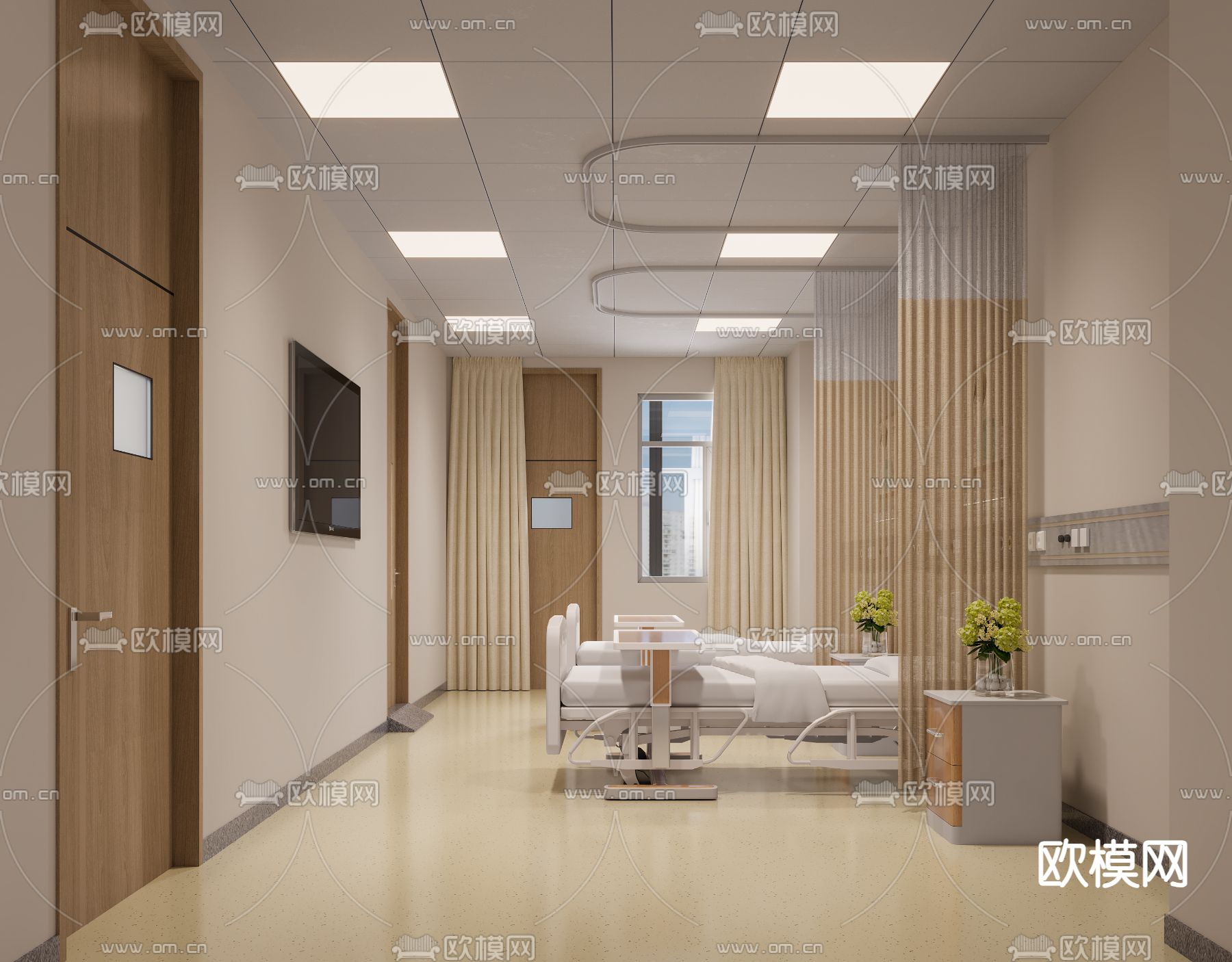 现代医院病房3d模型下载