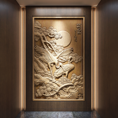  新中式浮雕玄关su模型 