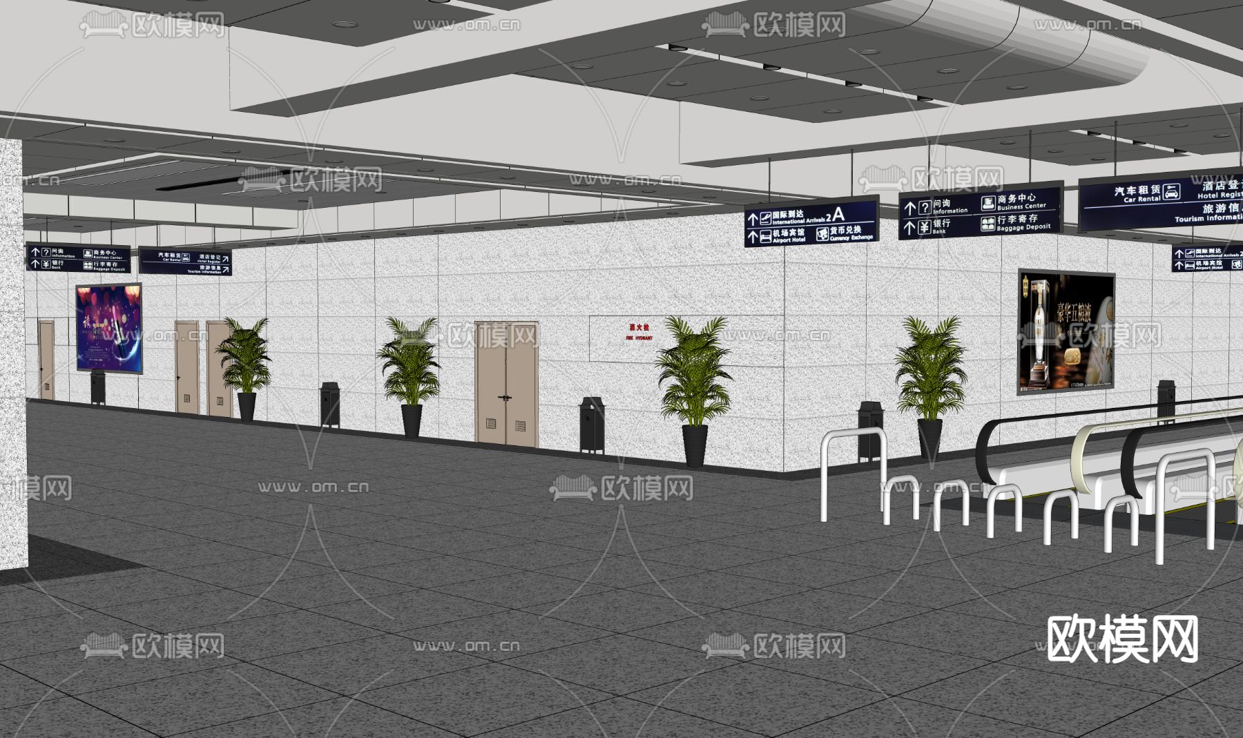 现代公共通道su模型下载（渲染图1）