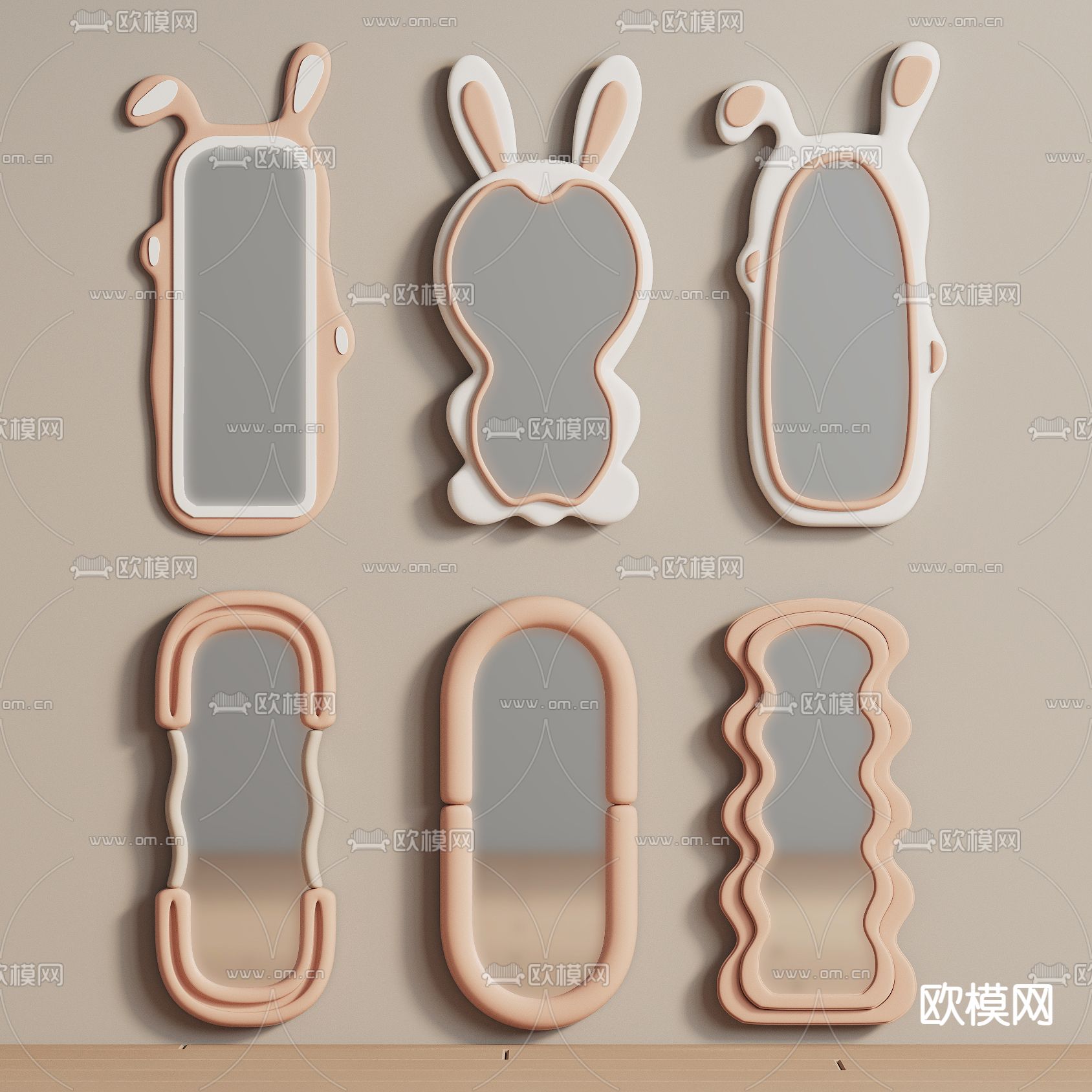 卡通镜子 全身镜 穿衣镜3d模型下载