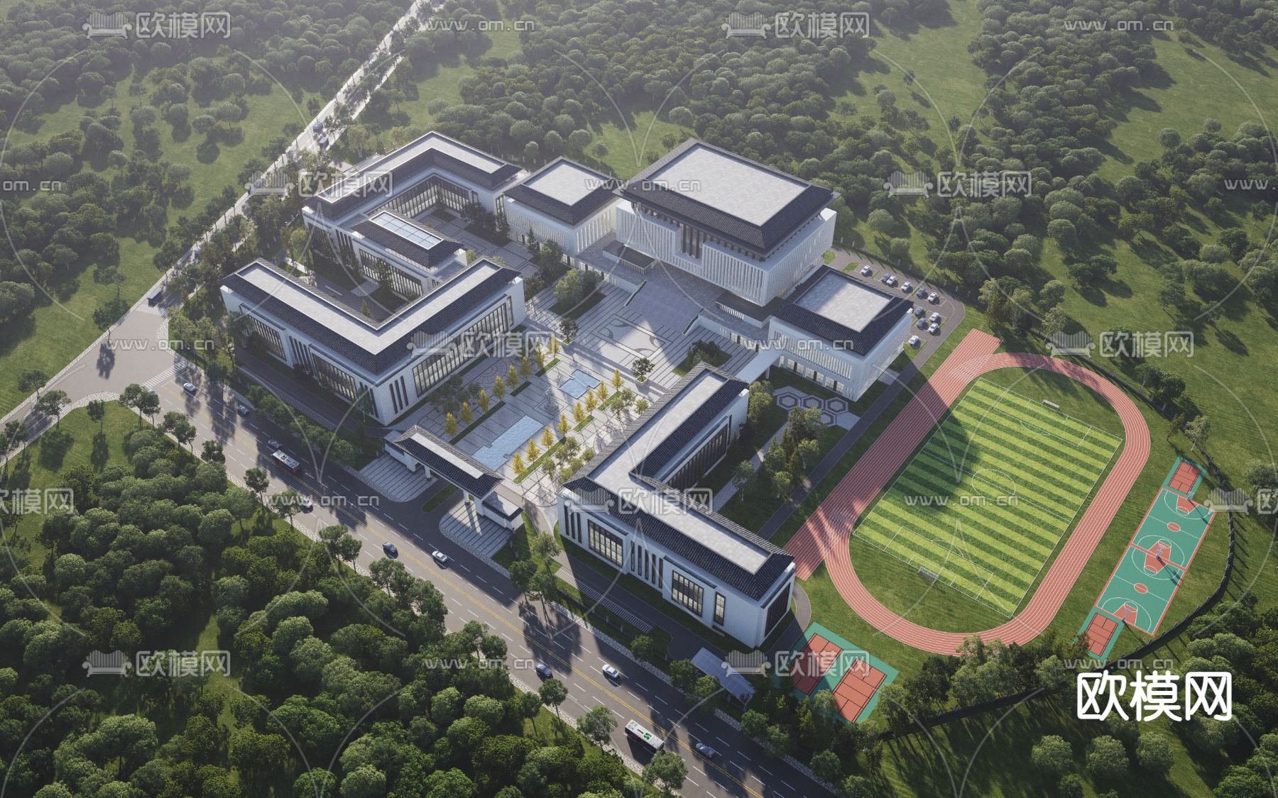 学校鸟瞰3d模型下载