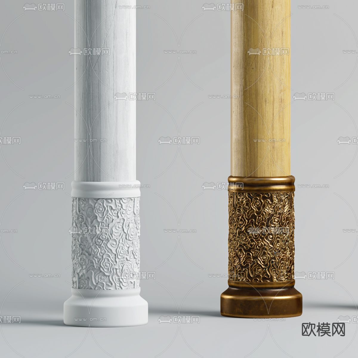 中式柱子 圆柱su模型下载（渲染图2）