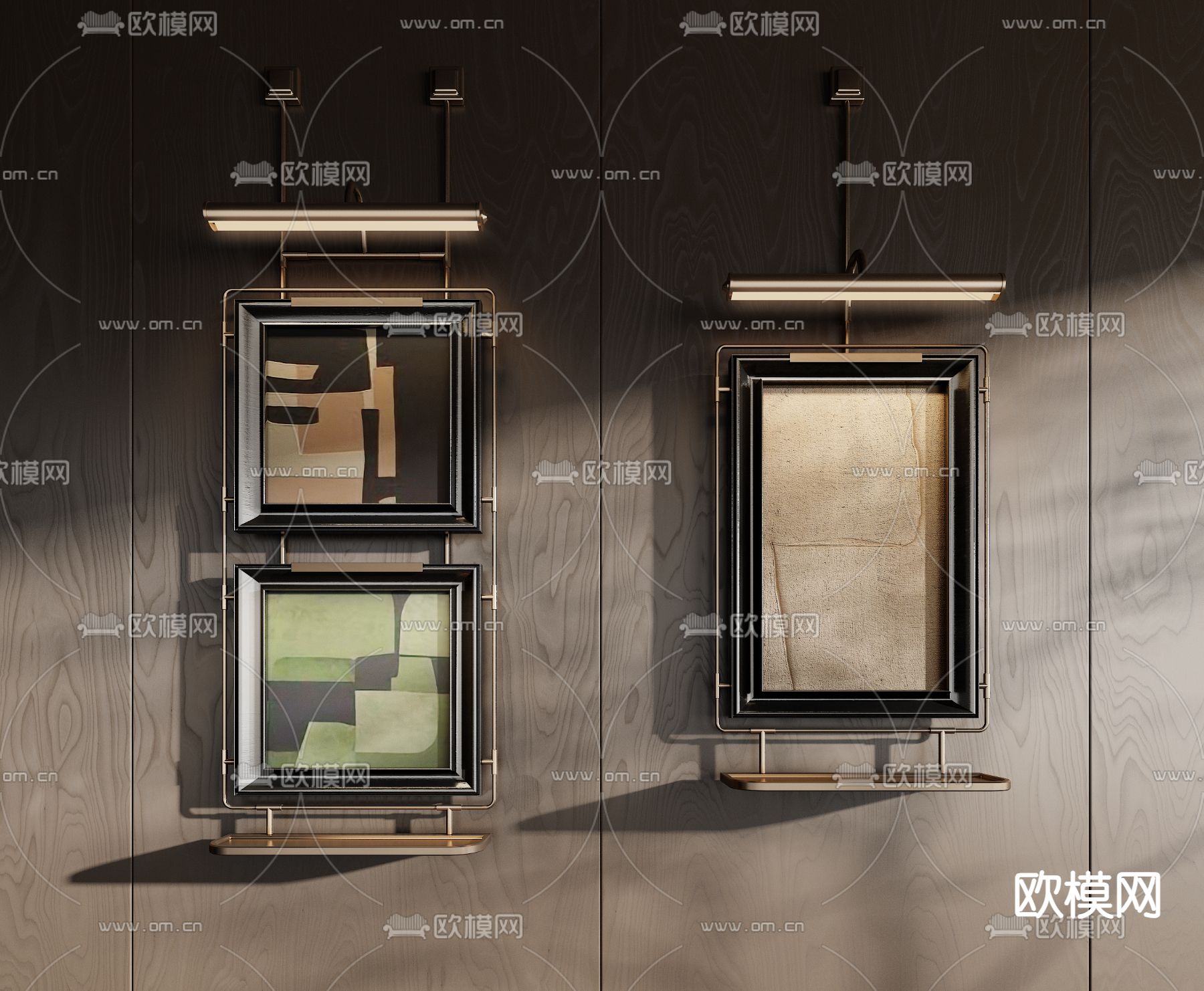 中古风装饰画 肌理画 抽象画 壁画灯su模型下载（渲染图2）