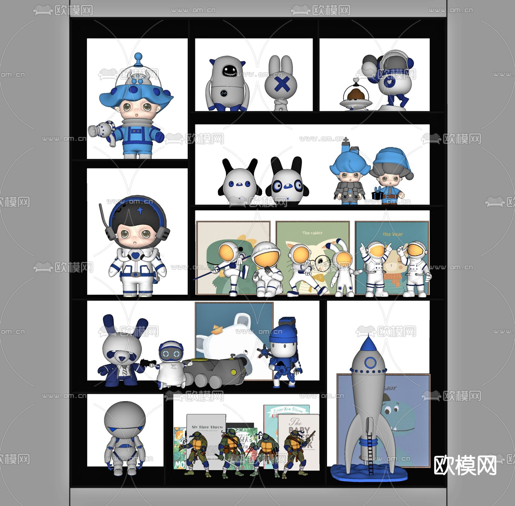 现代公仔玩具su模型下载（渲染图1）