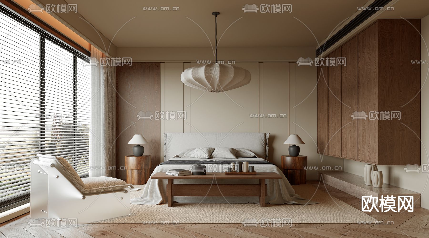 侘寂卧室 主人房su模型下载（渲染图2）