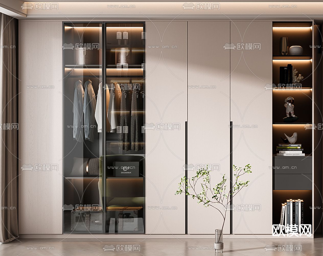现代衣柜3d模型下载（渲染图2）
