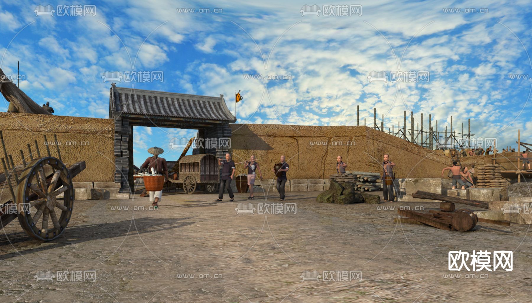 建筑工地 土建长城3d模型下载