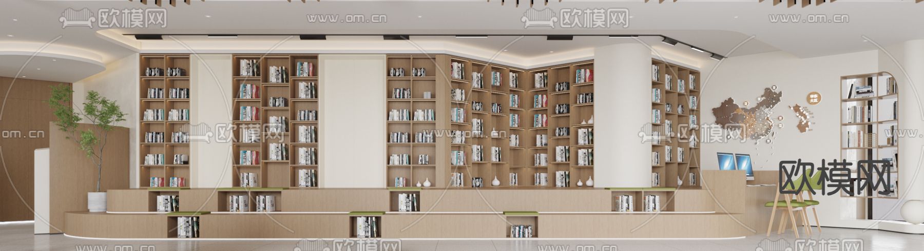 现代图书馆 书吧3d模型下载（渲染图4）