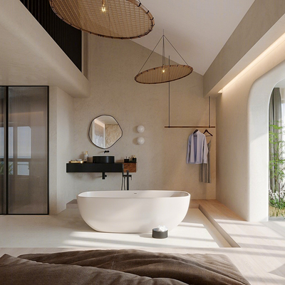  侘寂风民宿卧室su模型 