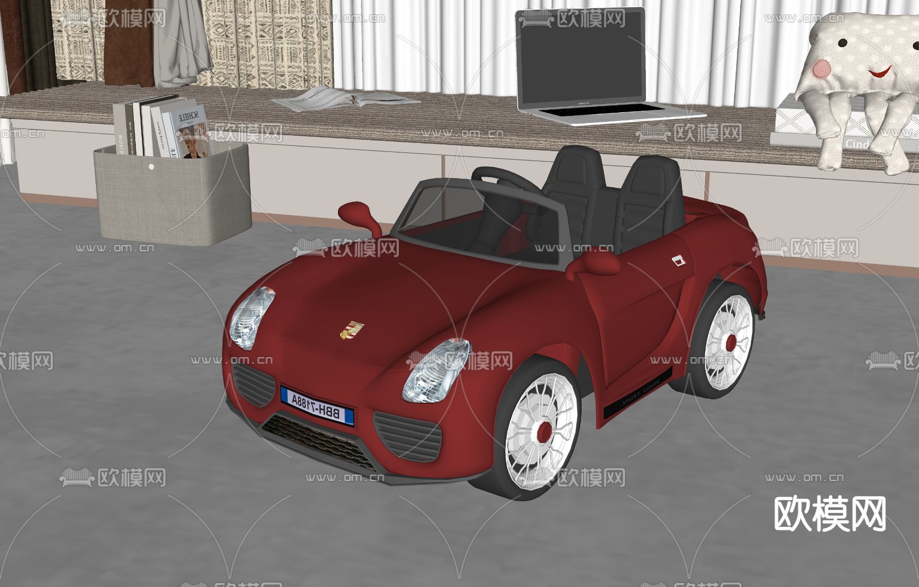 儿童玩具车su模型下载（渲染图1）