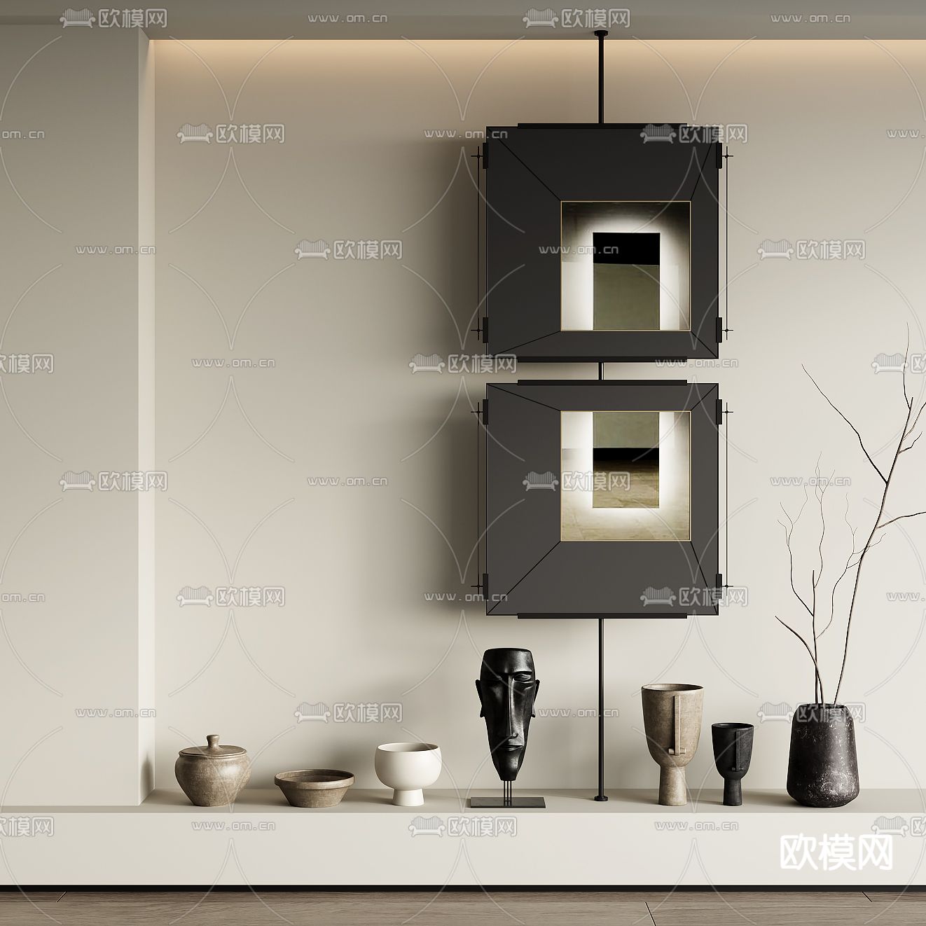 侘寂风装饰画 挂画su模型
