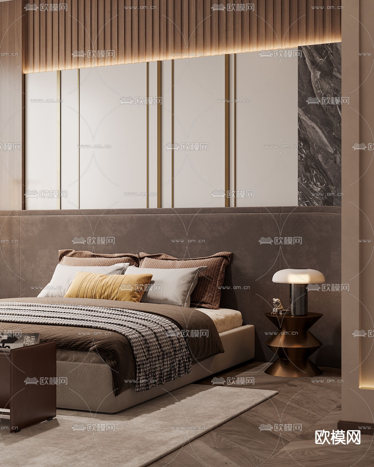 现代卧室 主人房3d模型下载（渲染图2）