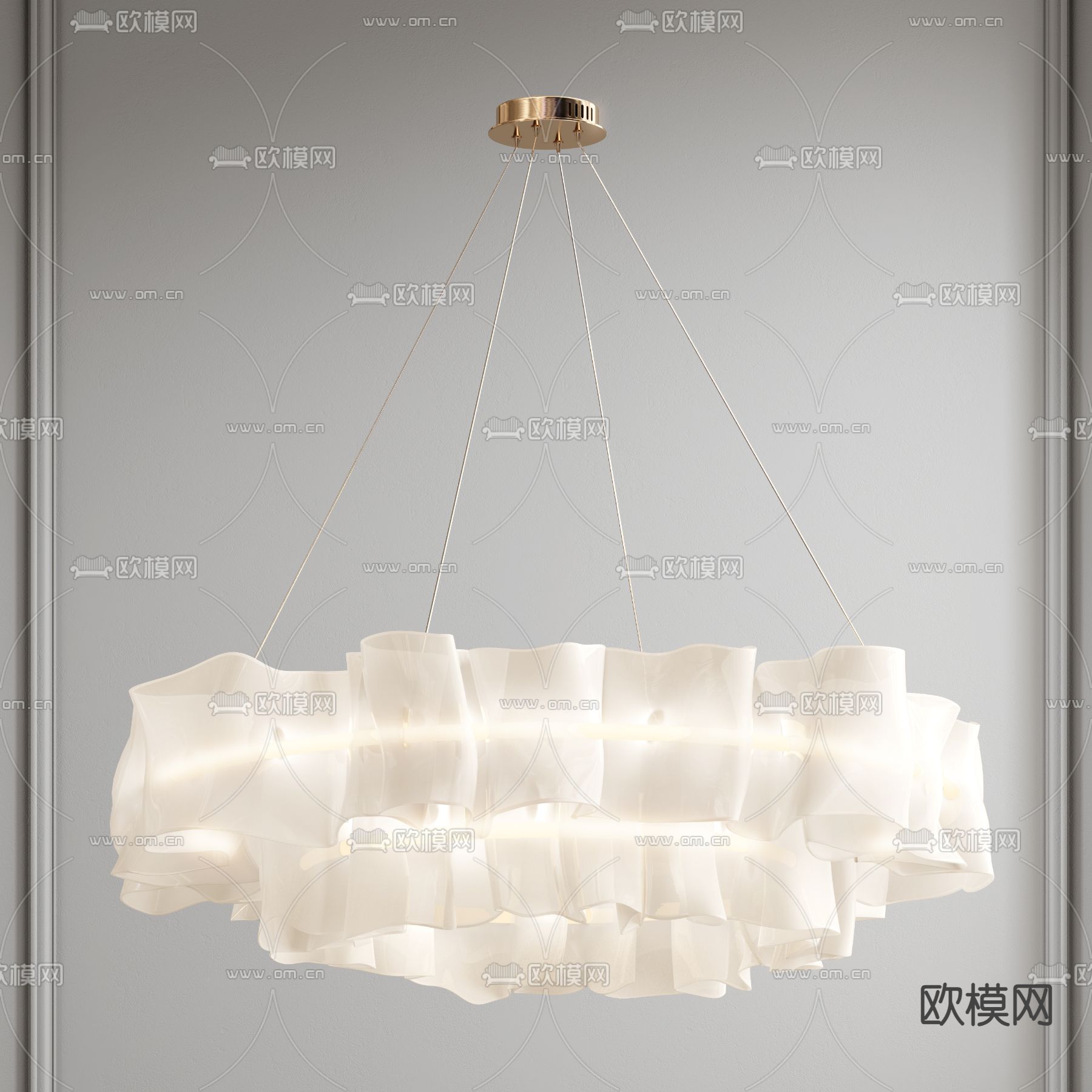奶油风吊灯su模型下载（渲染图2）
