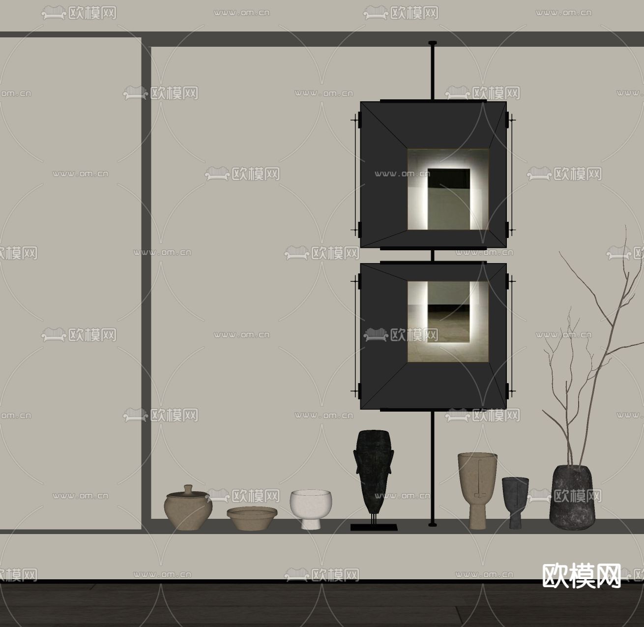 侘寂风装饰画 挂画su模型