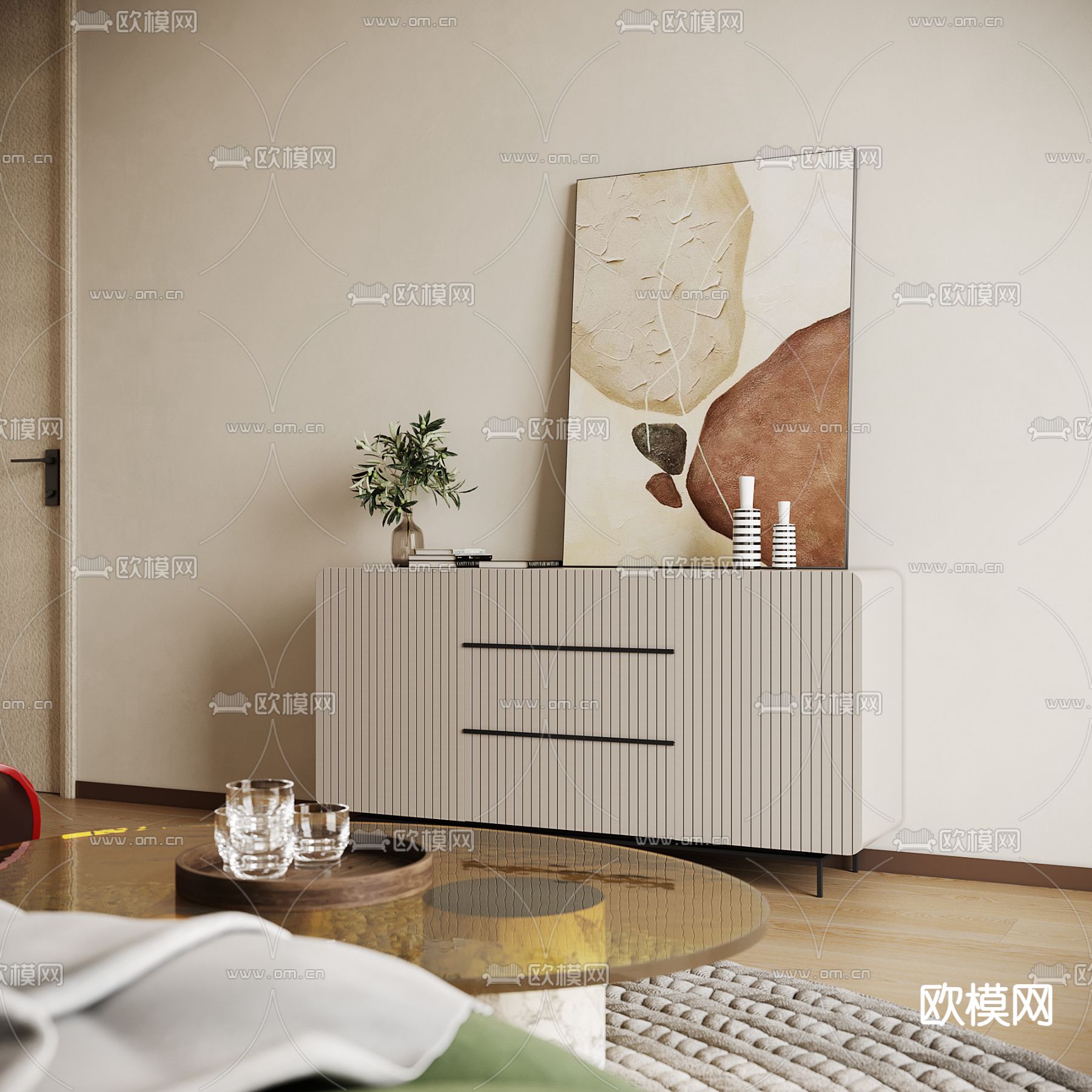 现代休息室 娱乐室3d模型下载（渲染图2）