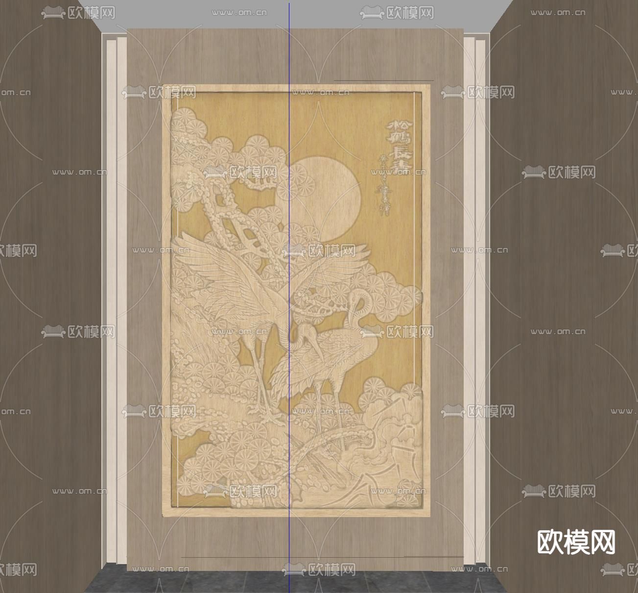 新中式浮雕玄关su模型下载（渲染图1）