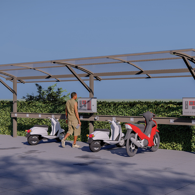  电动车充电棚su模型 