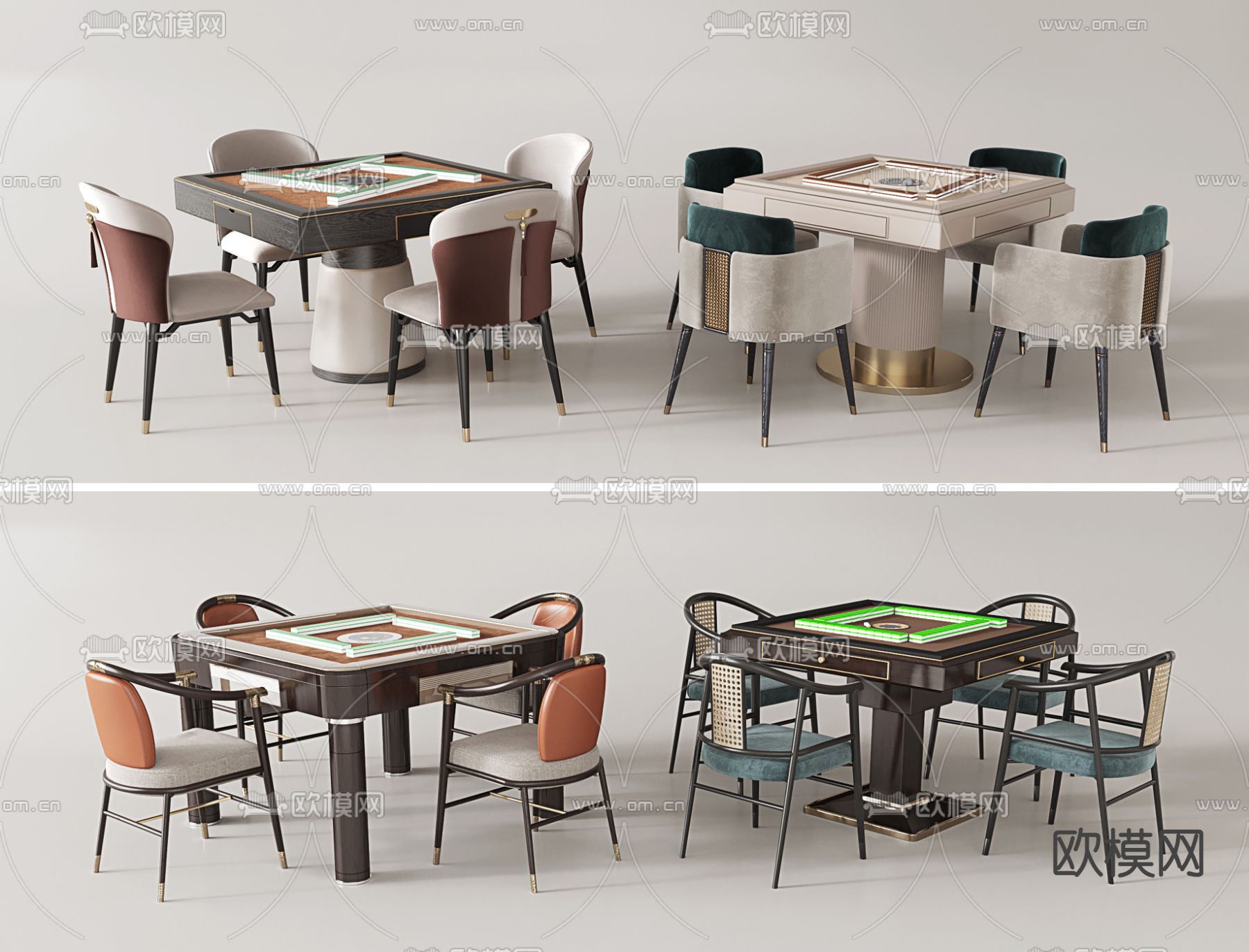 现代麻将桌 棋牌桌su模型下载（渲染图2）