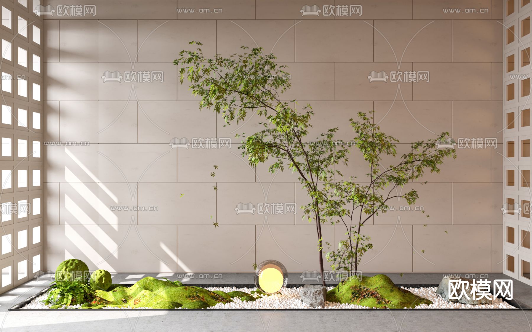 景观小品 植物造景 苔藓绿植3d模型下载