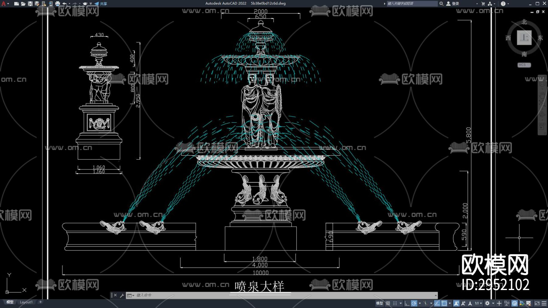 喷泉雕塑 雕塑 喷泉cad大样图下载