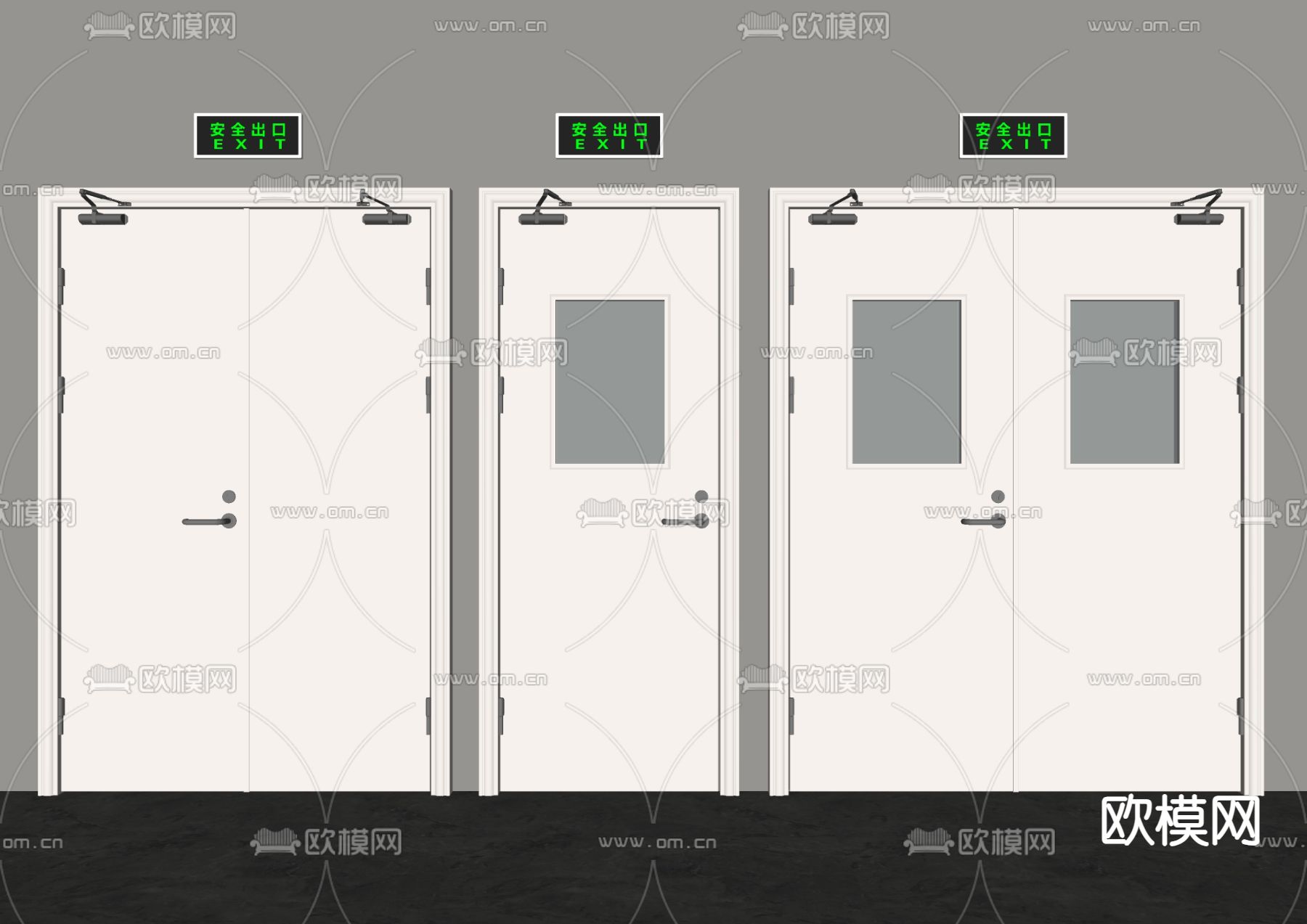 消防门 防火门su模型下载（渲染图1）