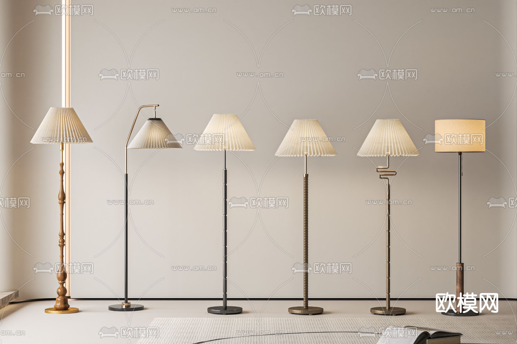 现代简约落地灯su模型下载（渲染图2）