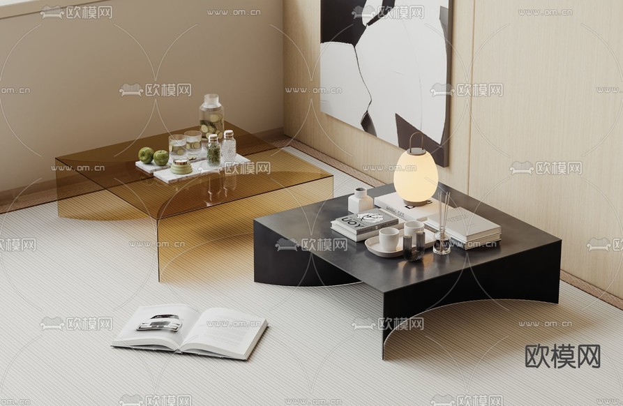 透明茶几3d模型下载
