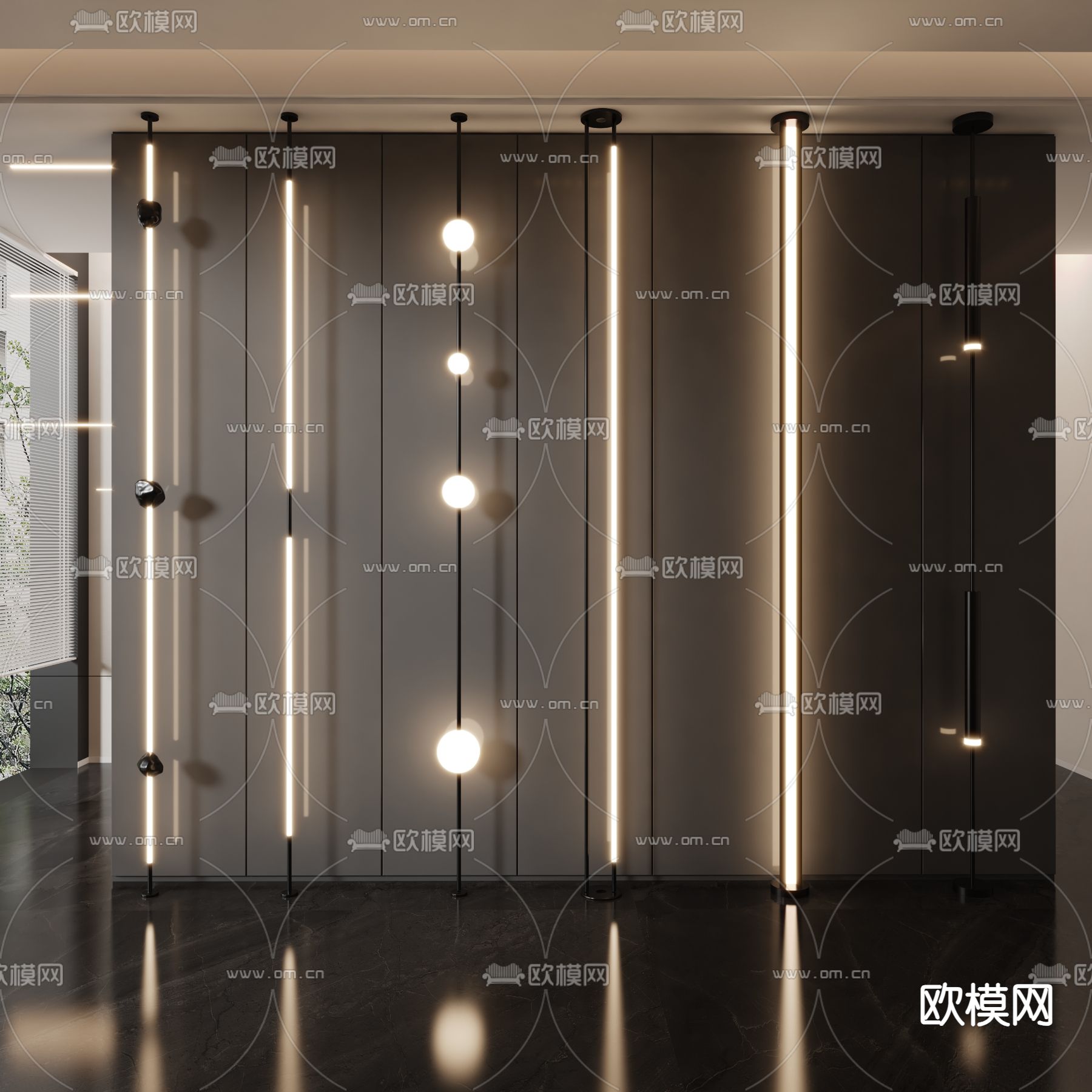 天际线灯 长壁灯 钢带灯3d模型下载