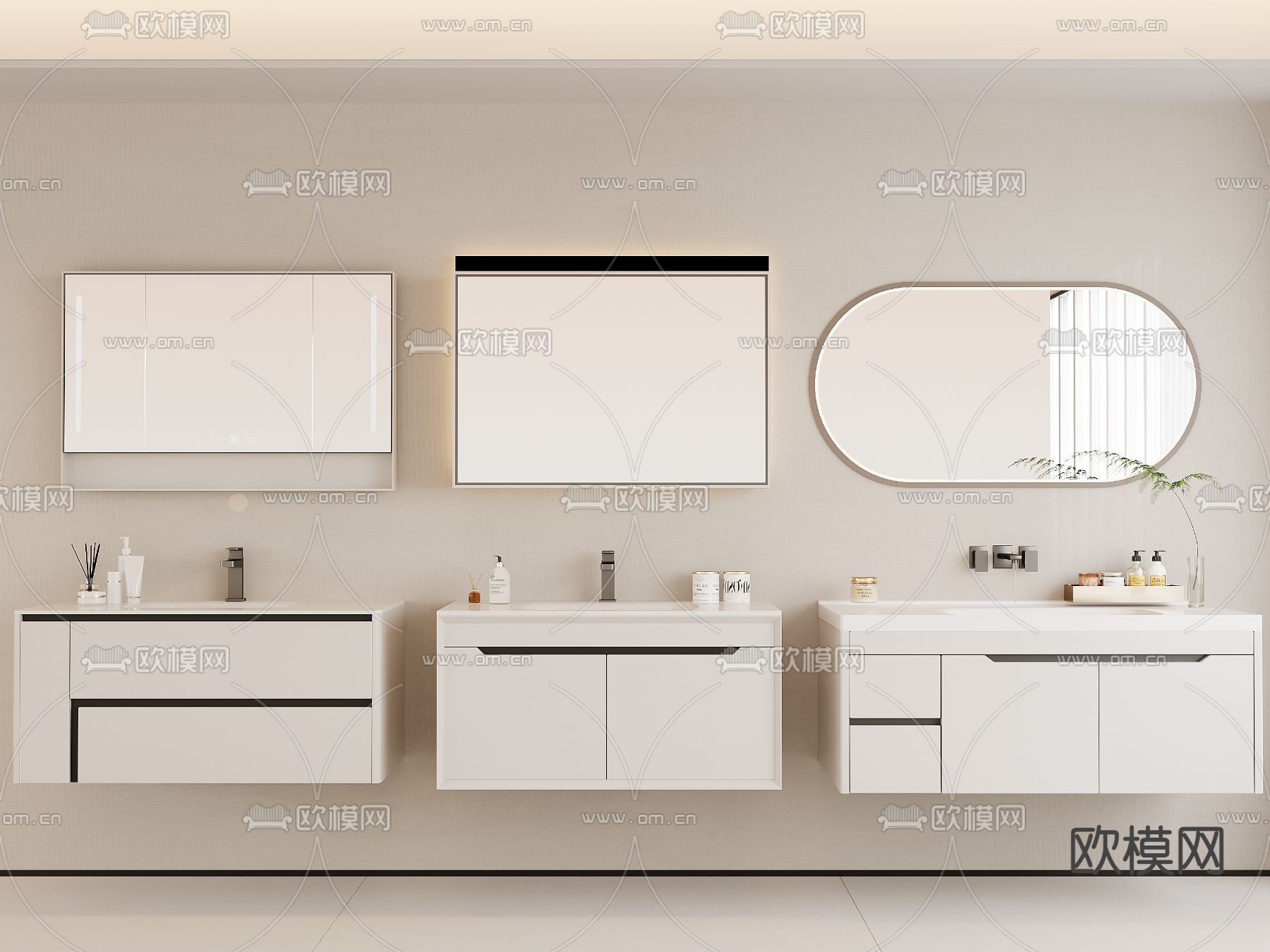 浴室柜 洗手台 卫浴柜 镜柜3d模型下载