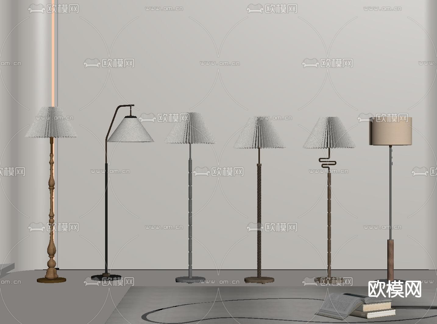 现代简约落地灯su模型下载（渲染图1）