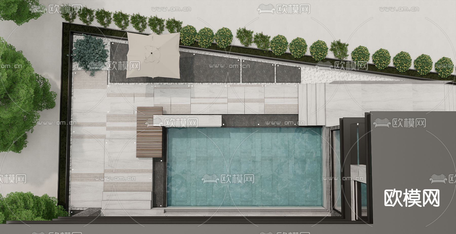 现代独栋别墅su模型下载（渲染图4）