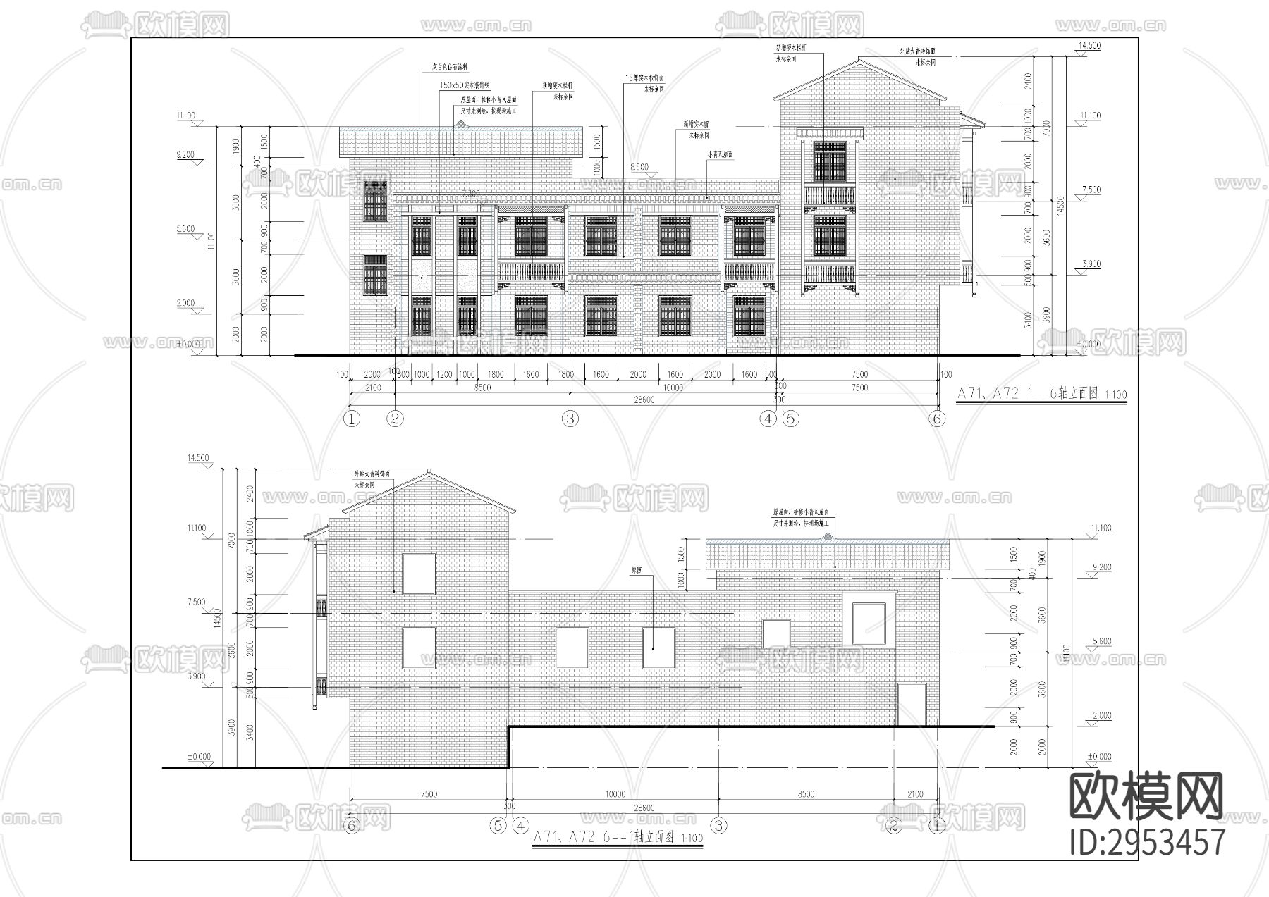 洪安边城九龙片区房屋修缮加固工程cad施工图下载（渲染图7）