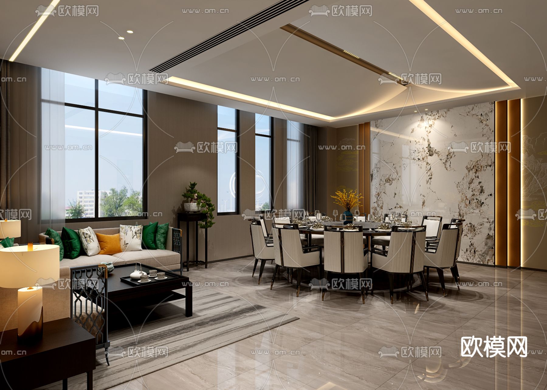 中餐厅包房 酒楼包厢免费3d模型下载