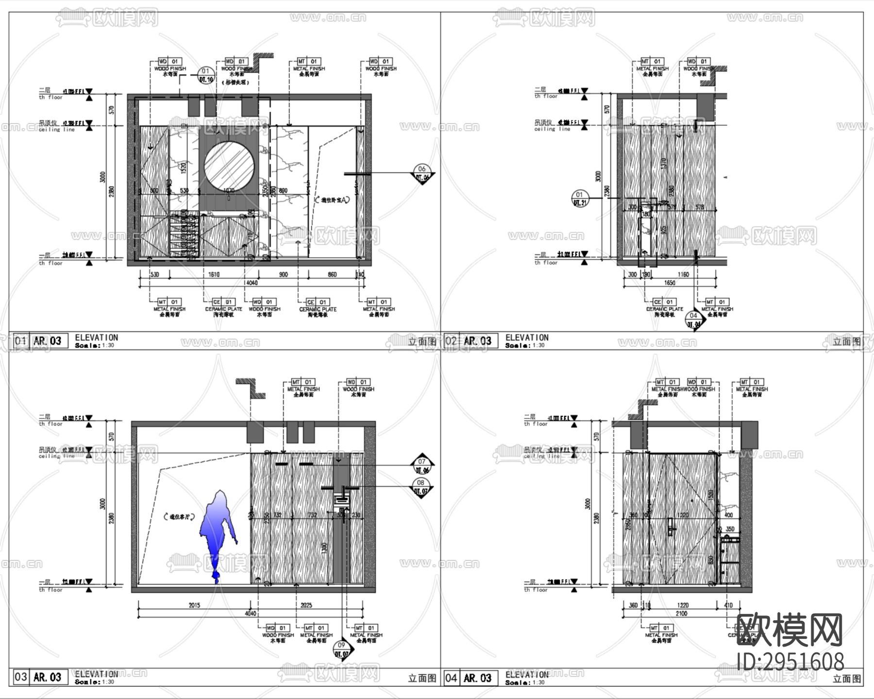 DIA丹健国际-成都合能枫丹铂麓188户型cad施工图下载（渲染图5）