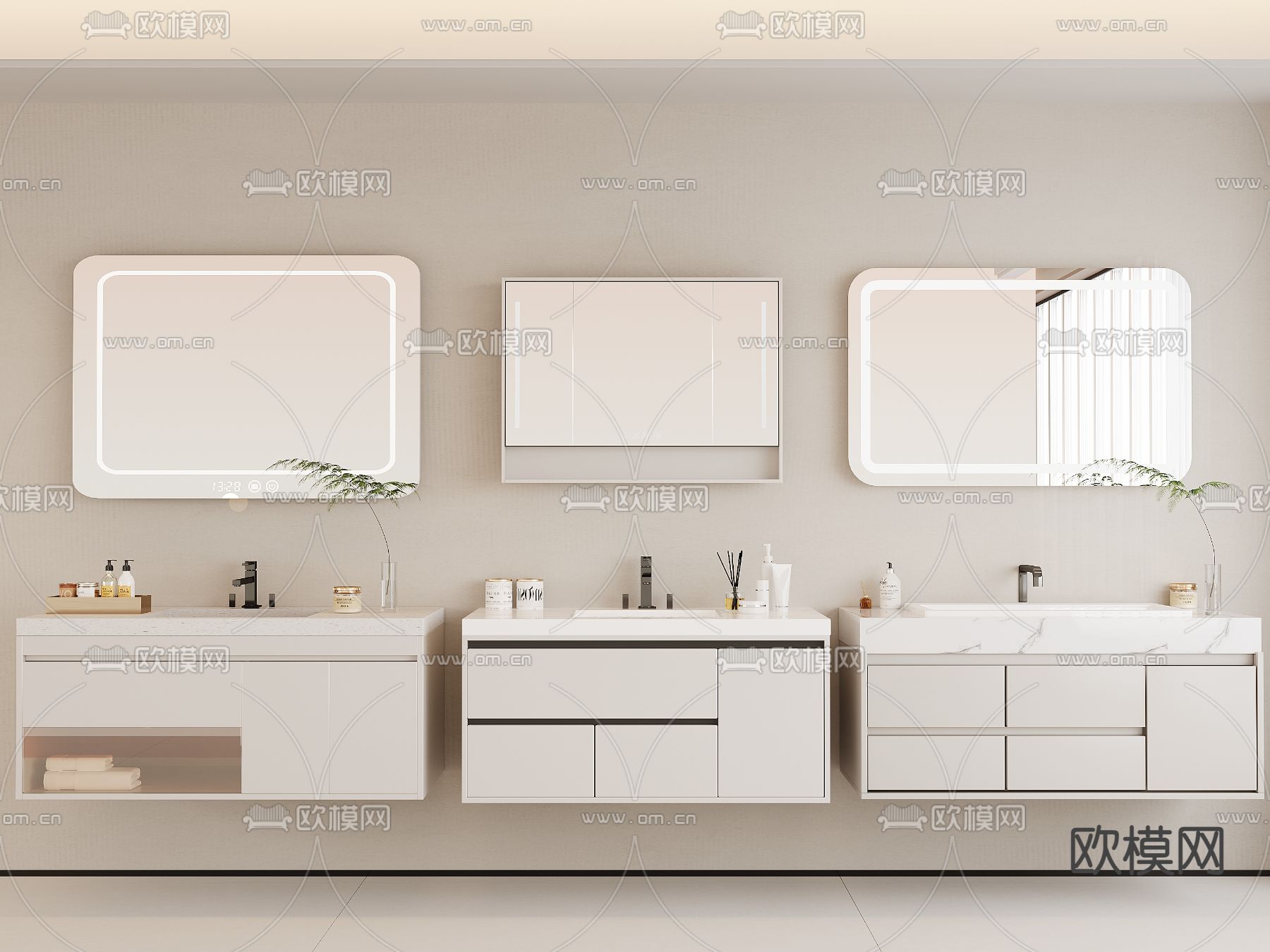 台盆 浴室柜 洗手台 镜柜3d模型下载
