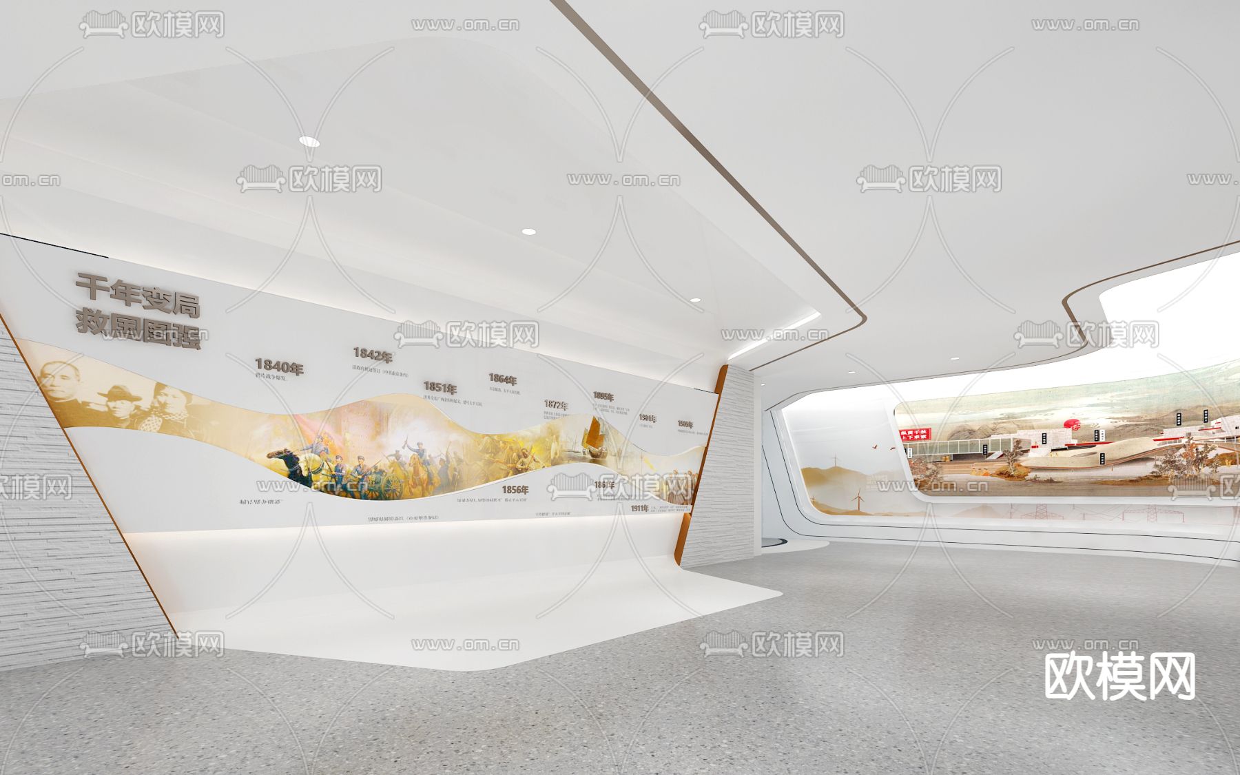 新中式文化展厅su模型下载（渲染图2）