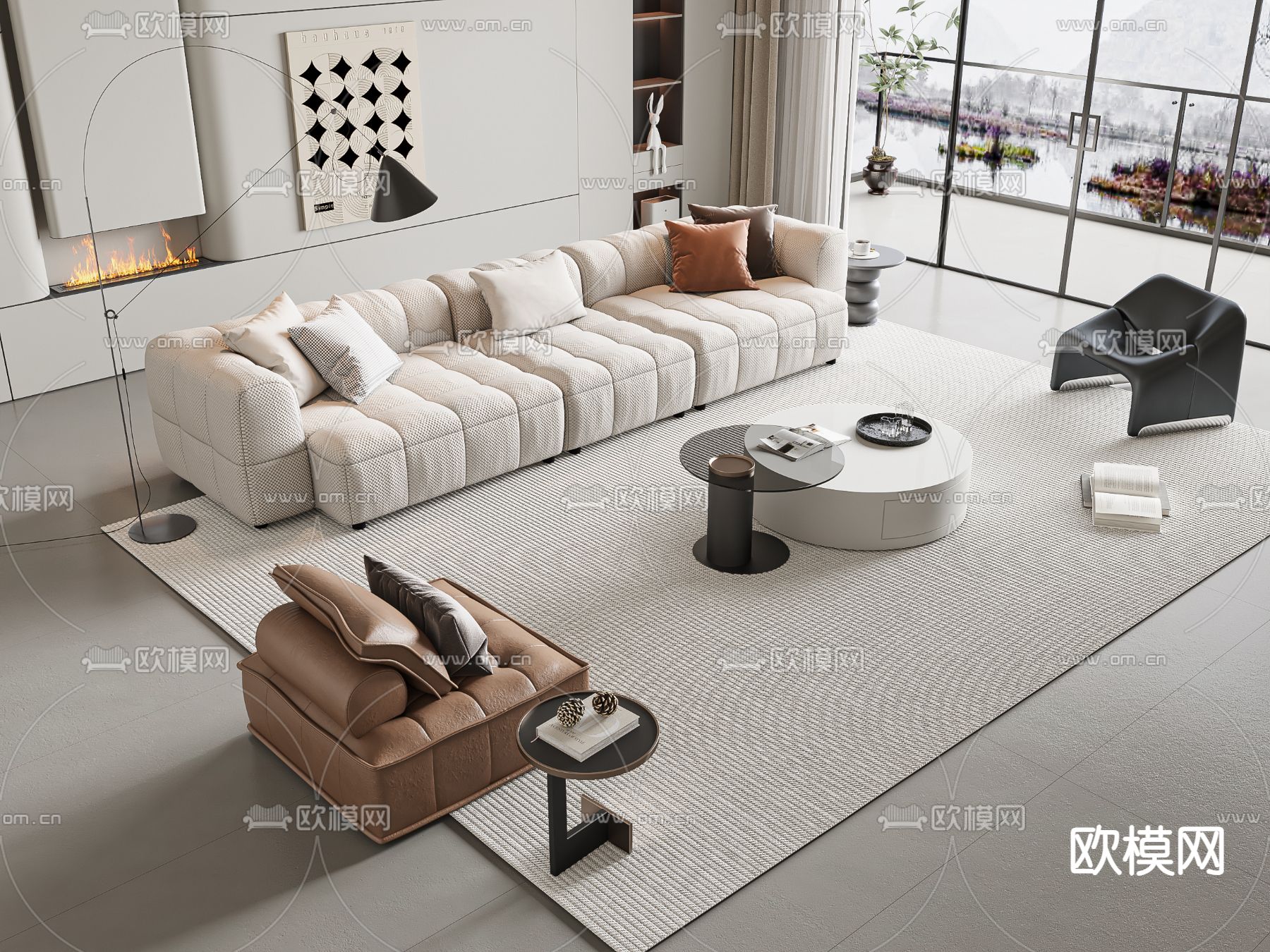 现代组合沙发3d模型下载