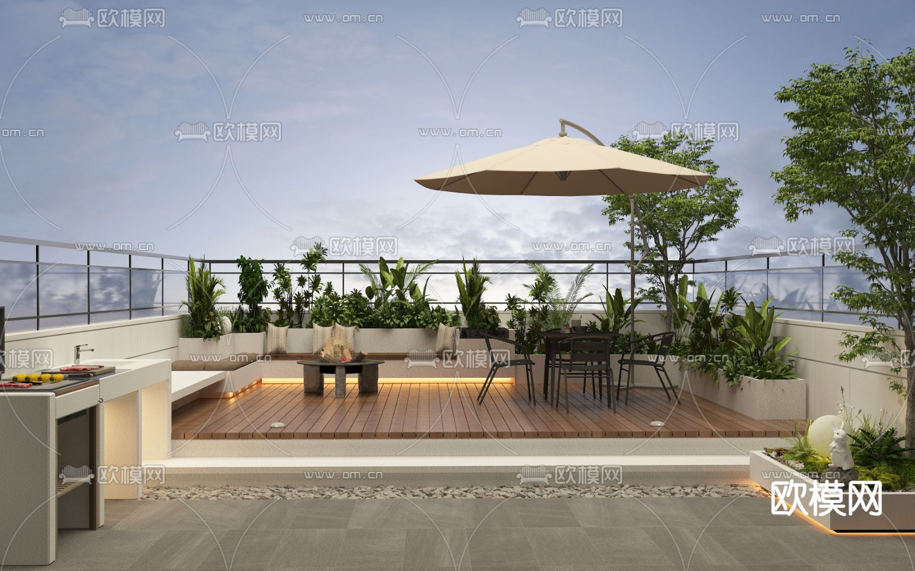 屋顶花园 阳台3d模型下载