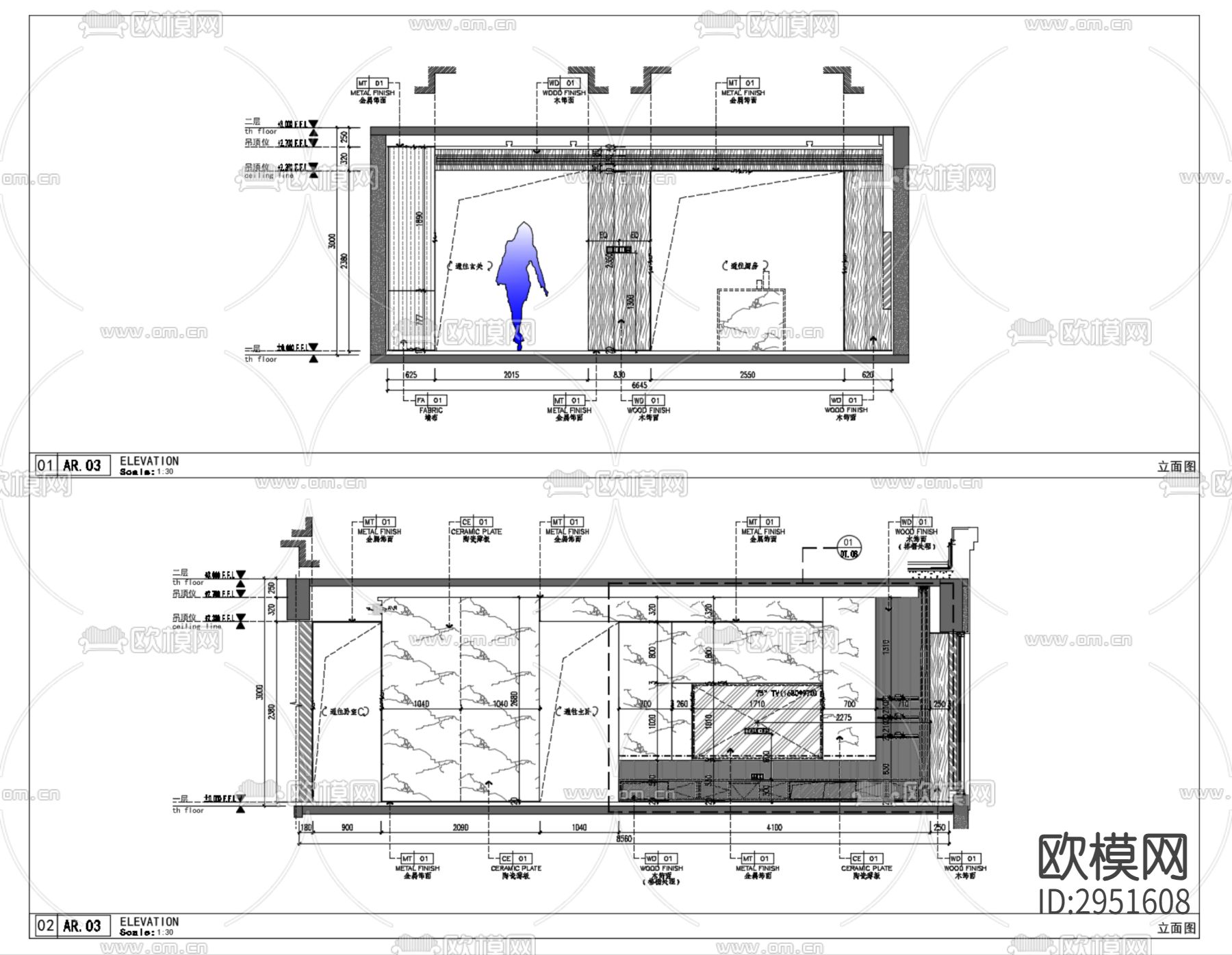 DIA丹健国际-成都合能枫丹铂麓188户型cad施工图下载（渲染图3）