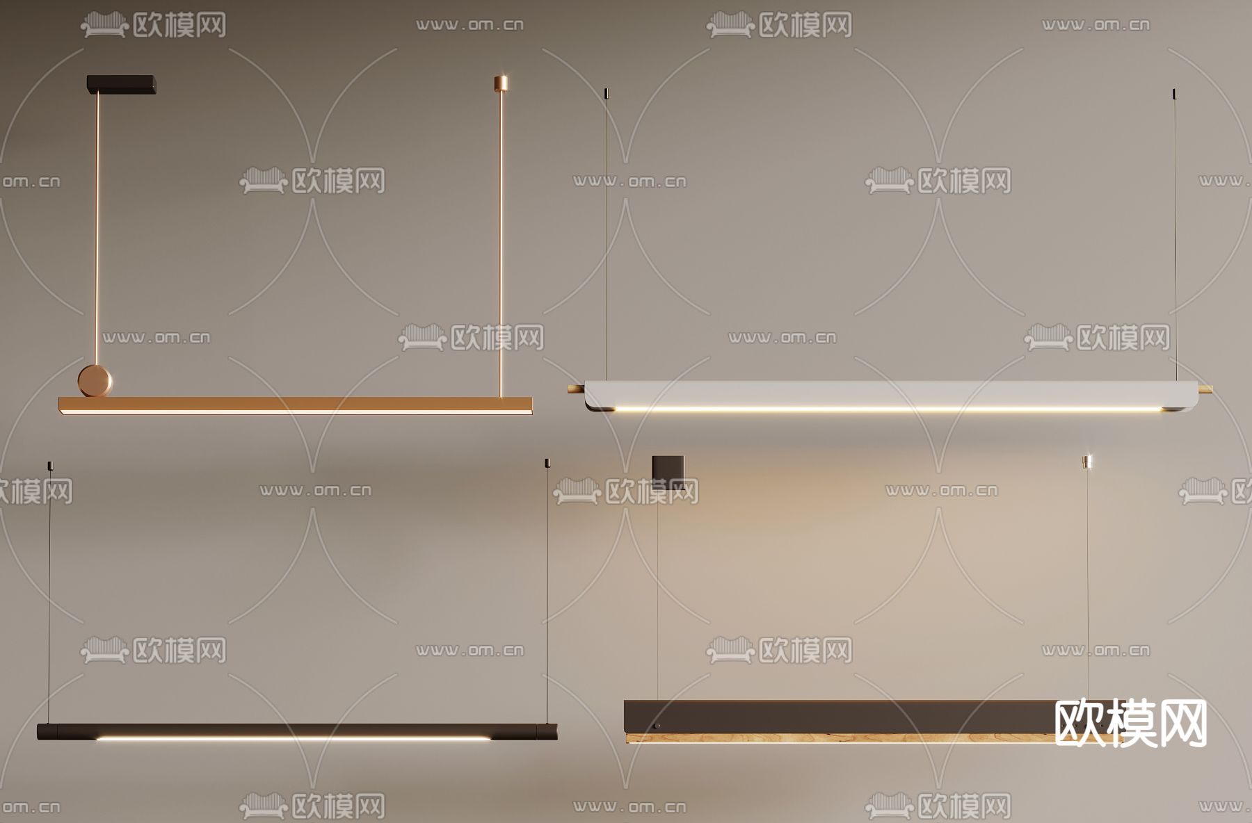 长条吊灯 办公吊灯3d模型下载